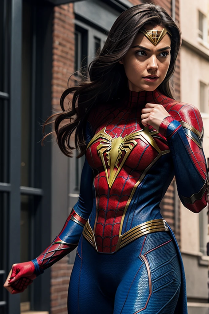 Make female super hero using spiderman and wonder women