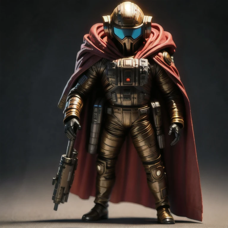arafed alien with a cape and goggles standing in a pose, sci - fi character, scifi character, scifi character render, moon ray render, 3 d character render, hyper detailed fantasy character, dystopian sci-fi character, 3 d render character art 8 k, character render, small character. unreal engine 5, 3 d character concept artwork, 1 cape, solo
