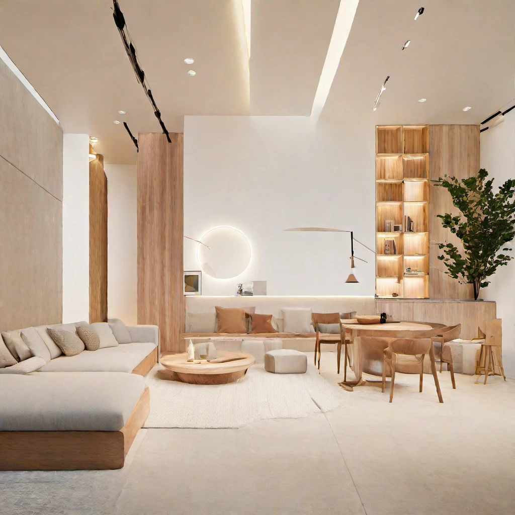 Interior Design, (minimalist interior space), (minimalist furniture design), (space that realistically describes the minimalist interior of a townhouse), (soft warm led light), (circle spotlight), (indoor), (neutral white tone color), (white wall), (An Cuong Wooden Furniture minimalist Style), (An Cuong wood with MDF surface glued with melamine coating), (architectural design visualization), (reflection), (focus on object), (material normal bump real reflection), (multi-level reflection), (chao vantage software visualization render),(((Best Quality))), ((Masterpiece)), ((best illustration)), ((best shadows)), (( Super Detail)), (Intricate lines), (Photorealism),(hyper detail), ((archdaily)), ((award winning design)), (dynamic light), ((spotlight)), (perfect light), ( shimering light), ((photorealistic)), ((intricate detail)), ((extreme detail)), ((crazy detail)), ((octane render)), ((trending on artstation)), ((High- fidelity)), ((Viwvid)), ((Crisp)), ((Bright)), ((Stunning)), ((Eye-catching)), ((High-quality)),((Sharp)), ((day sun environment)), ((Illuminating)), ((Flawless)), ((High-quality)),((Sharp edge render)), ((medium soft lighting)), ((photographic render)) , ((detailed archviz)), ((reality environment))