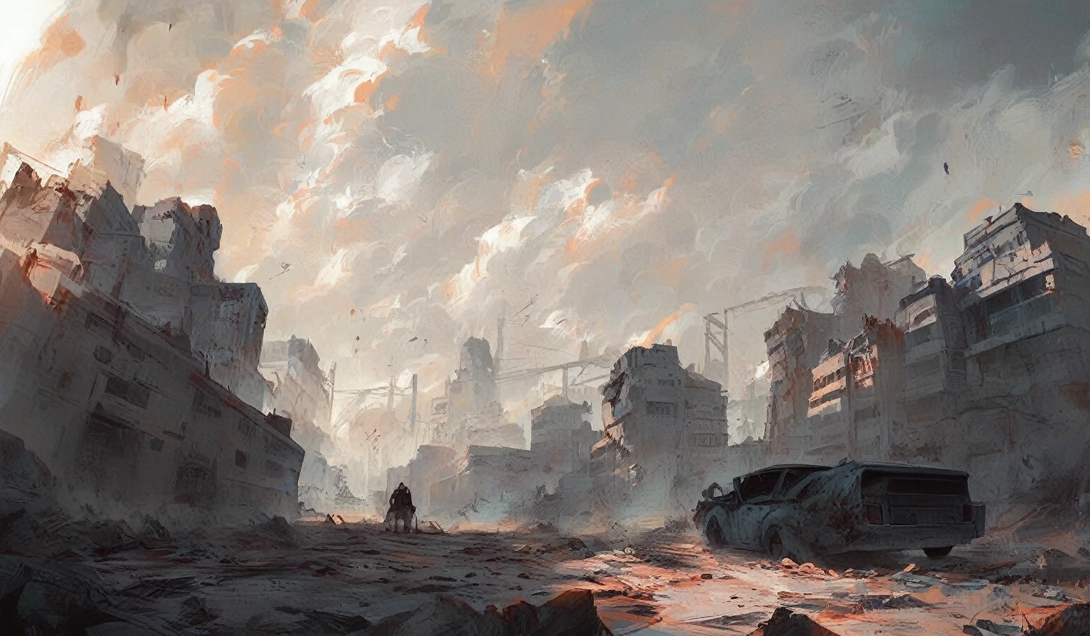 (absurdos, altos, ultra detalhados), scenary, Post apocalyptic, dust and smoke, pedras