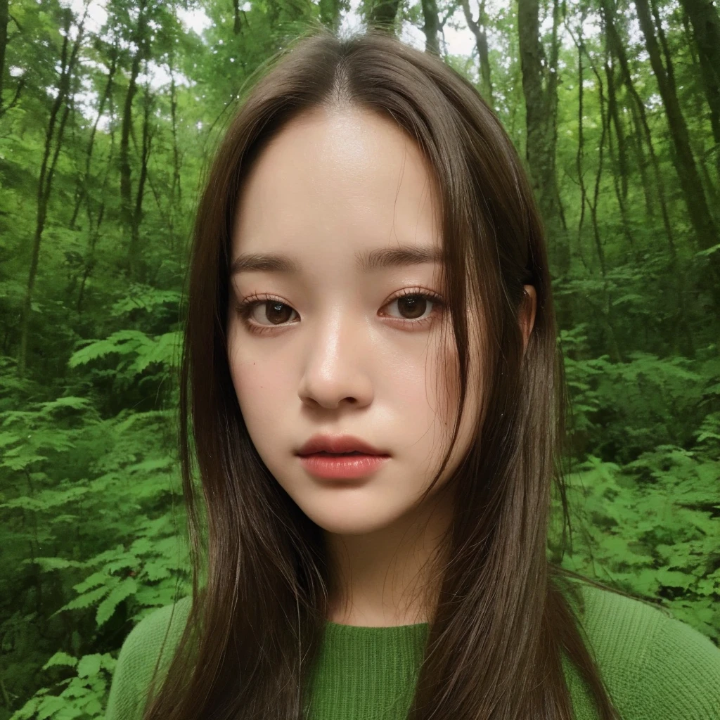(((hd closeup photo))),one standing Anne-Marie Alto looking at camera,25 years old, in forest
