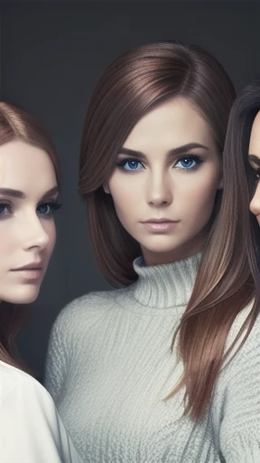 group of Swedish womans stylish hair gathered   focus on faces.