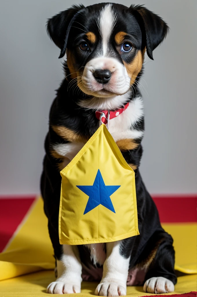 Puppy with the COLOMBIAN FLAG