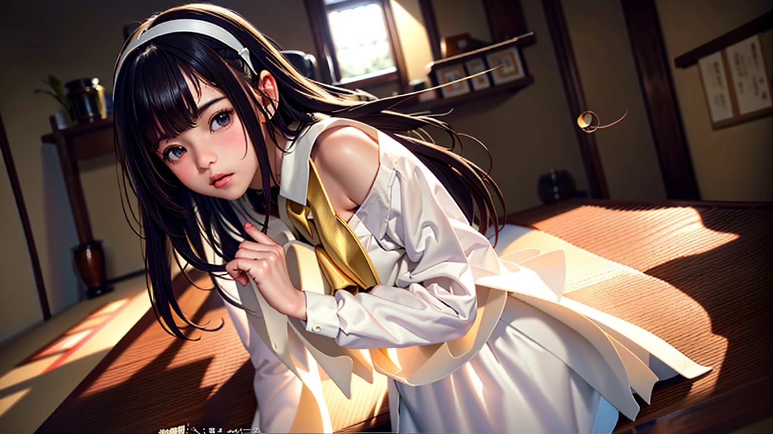 (Highest quality, masterpiece, Ultra-realistic), Beautiful and delicate、15Year-old girl portrait, With a calm and gentle expression, Model for painting、Full nudity、Beautiful nipples、The background is my room at home、胸の大きさはCカップ、背は150㎝程、幼く見える