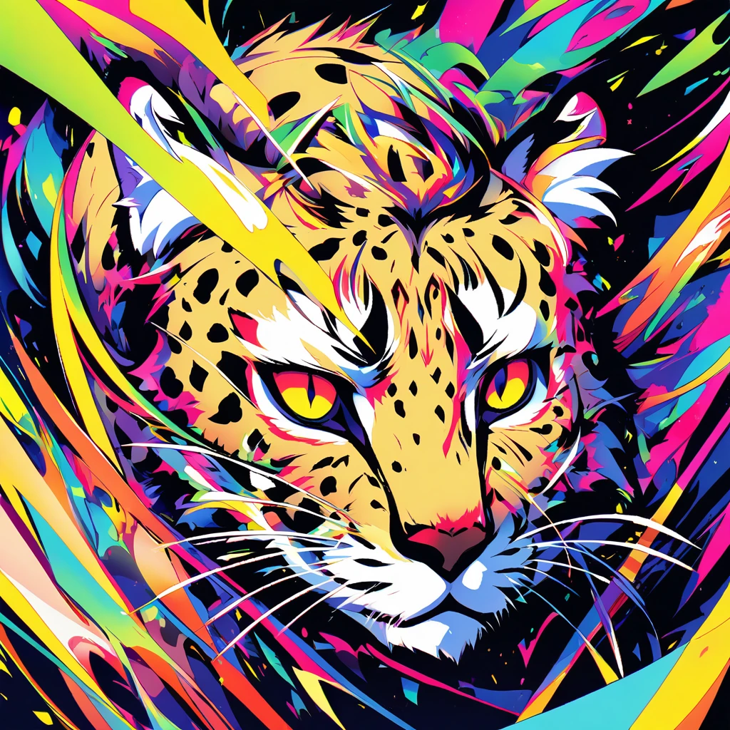 (cheetah)---, done in (absract expressionism style)+++