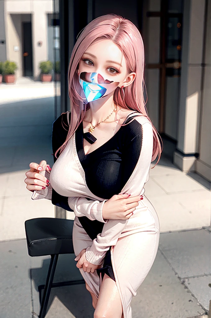 born, One girl, alone, colorful, (masterpiece, Highest quality:1.3), (Absurd:1.3), walking, Carrying a luxury handbag, Realistic,
(Detailed skin:1.3, Detailed face:1.3),
Sharp focus, delicate, (Mature Woman:1.2),
(Huge breasts:1.4, Thick thighs:1.2, narrow :1.1), A light smile,
(big_eye:1.2, brown_eye), red_eyehadow, Pink Lips,
(Straight hair), View your viewers, Open cardigan and (Light grey cotton V-neck midi dress:1.2), Gold metal earrings, , diamond_(necklace),