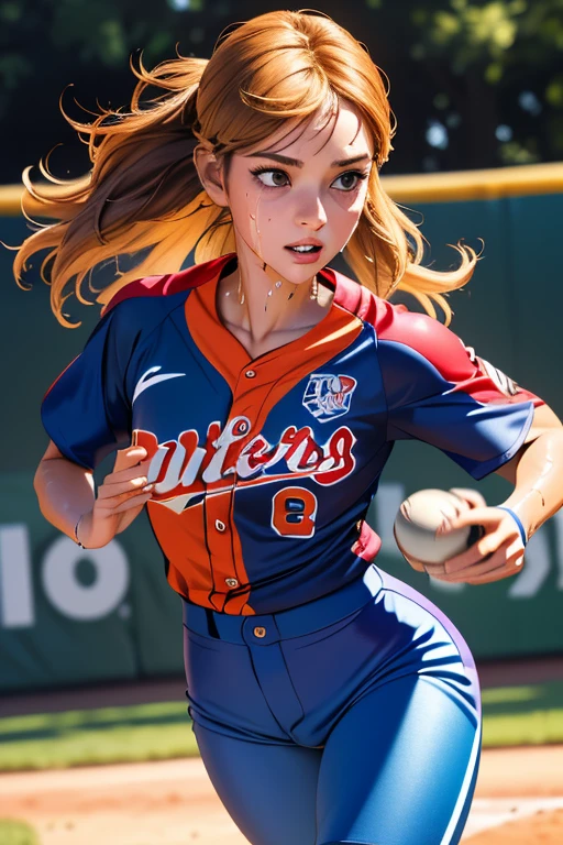 (Highest quality,8K,High resolution,Masseter region:1.2),Very detailed,Realistic:1.37,Portraiture,Dynamic Angle,Women's Softball Players, Girl,Small Head,cute,sporty,Attractive face,Beautiful face with attention to detail,Extremely realistic skin,Wet Skin,Sweat,Large Breasts,Tight waist,Beautiful feet ,sporty,Softball Venues,Cinema Lighting,hot pants, From head to toe 