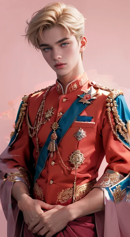 He is dressed in royal clothes of colors 