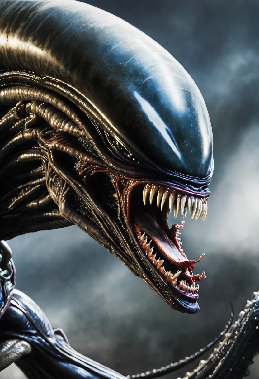 (((Extreme close-up Xenomorph Alien the eighth passenger fused with a Zombie The Walking Dead (((Front Images))),(((Splash color images))),(((Spiderman universe))) 