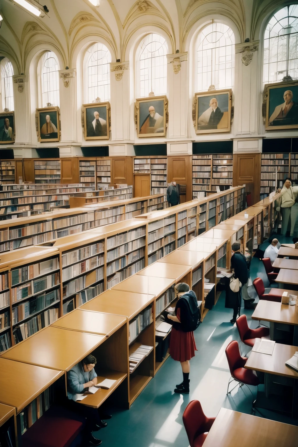 ((best qualityer)), ((style 90s)), (detailded), People reading a library in the background
