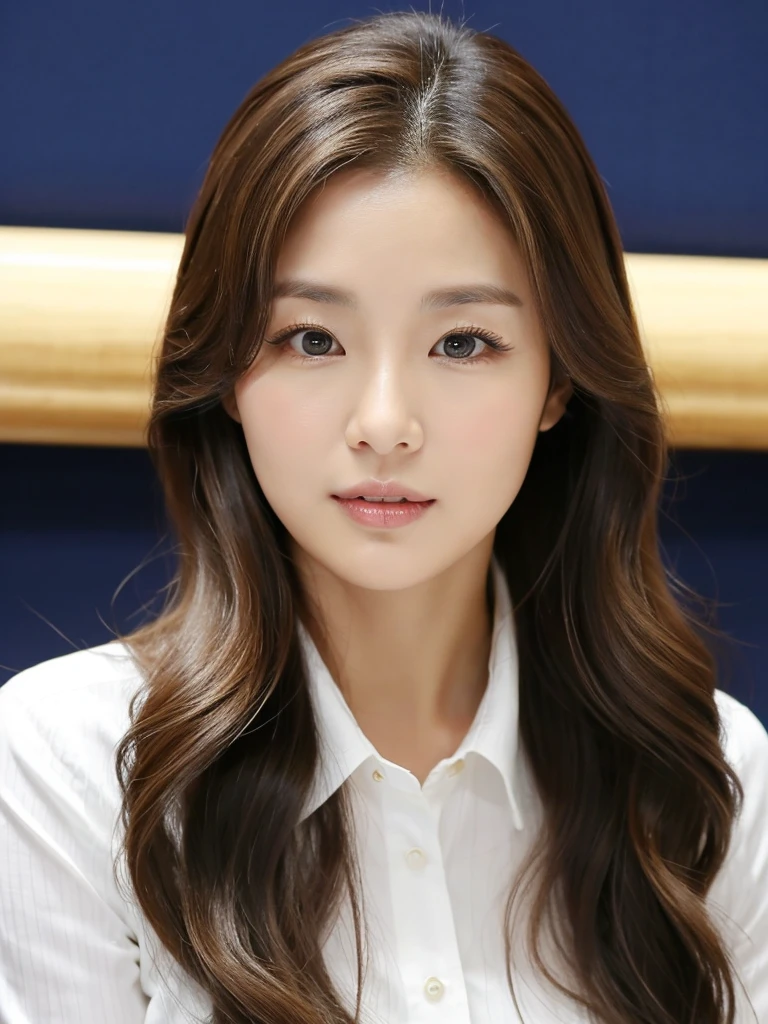 Han Julie is a young Korean woman in her 30s. Her hair is long and wavy in a dark blonde colors.
Her face is oval and marked by her large brown eyes, which carry a cold, unexpressive face. Her skin is radiant and clear, presenting an impeccable state of health and her curved lips.
Her height is medium, her body athletic and defined, with the most charming and provocative. It contrasts and matches their personalities.
She is in her office at the company wearing a navy jeans and white shirt.