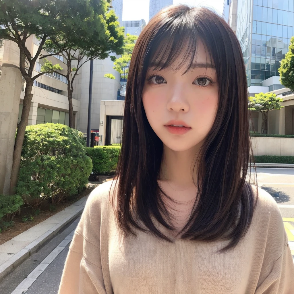 (((hd closeup photo))),one standing Aimi Rin looking at camera,25 years old, (((Aimi Rin))), in the Tokyo city