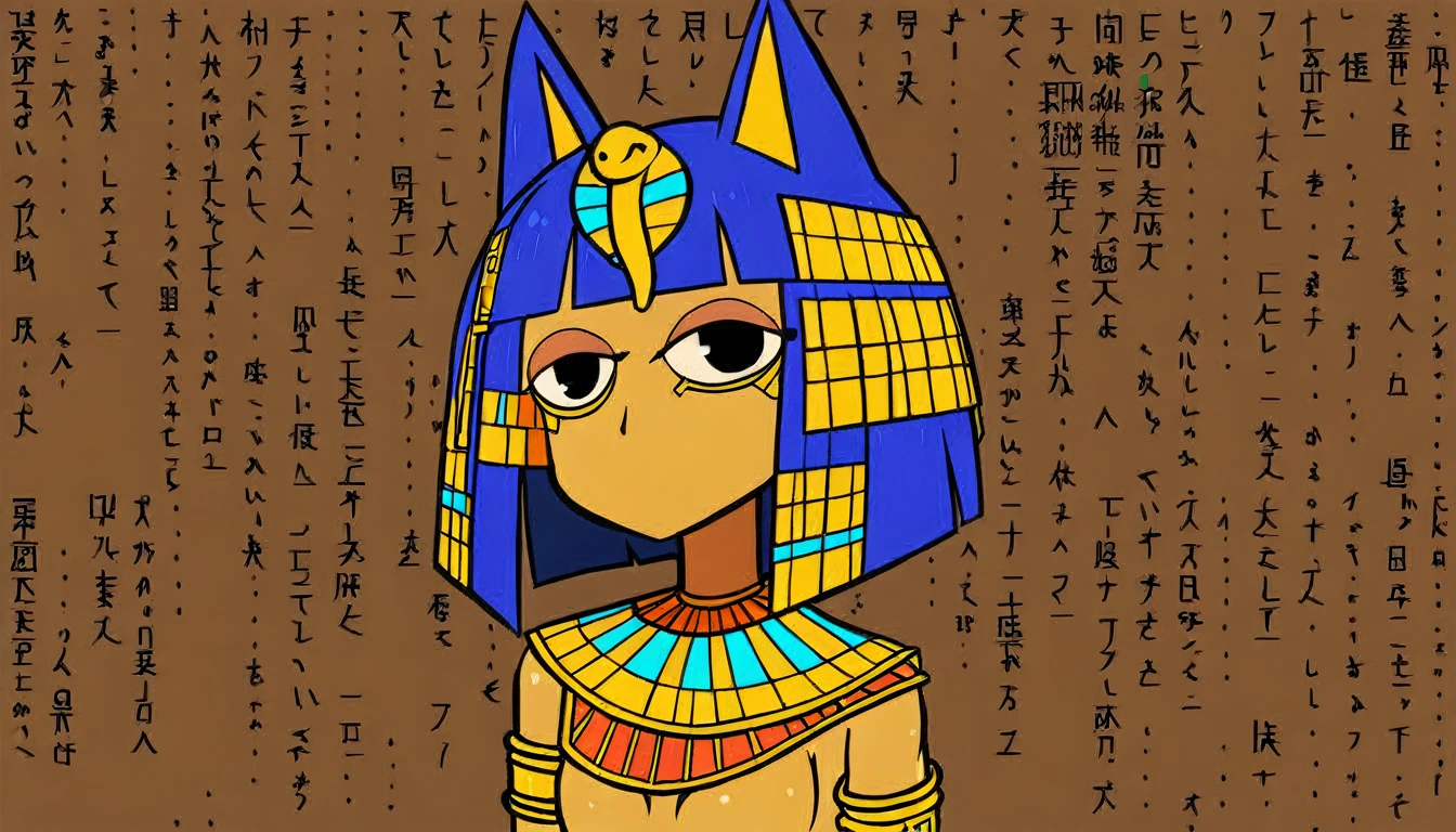 1girl，Artist Name，Egyptian cat，Blue Hair，skin，Keep your mouth shut，Wear，whole body，solo，Standing，Cat&#39;s Tail，
