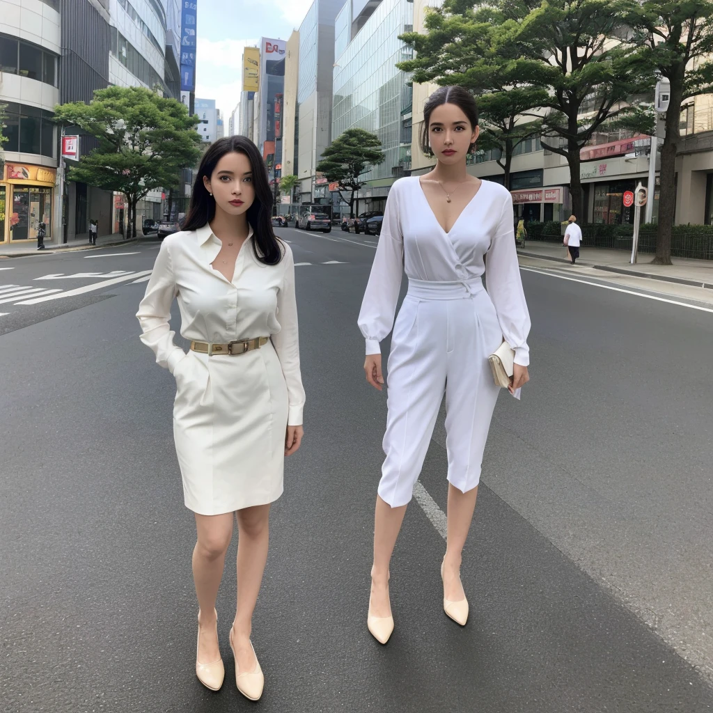 (((hd full body photo))),one standing ,Anne-Marie Alto looking at camera,25 years old, (((Anne-Marie Alto))), in the Tokyo city