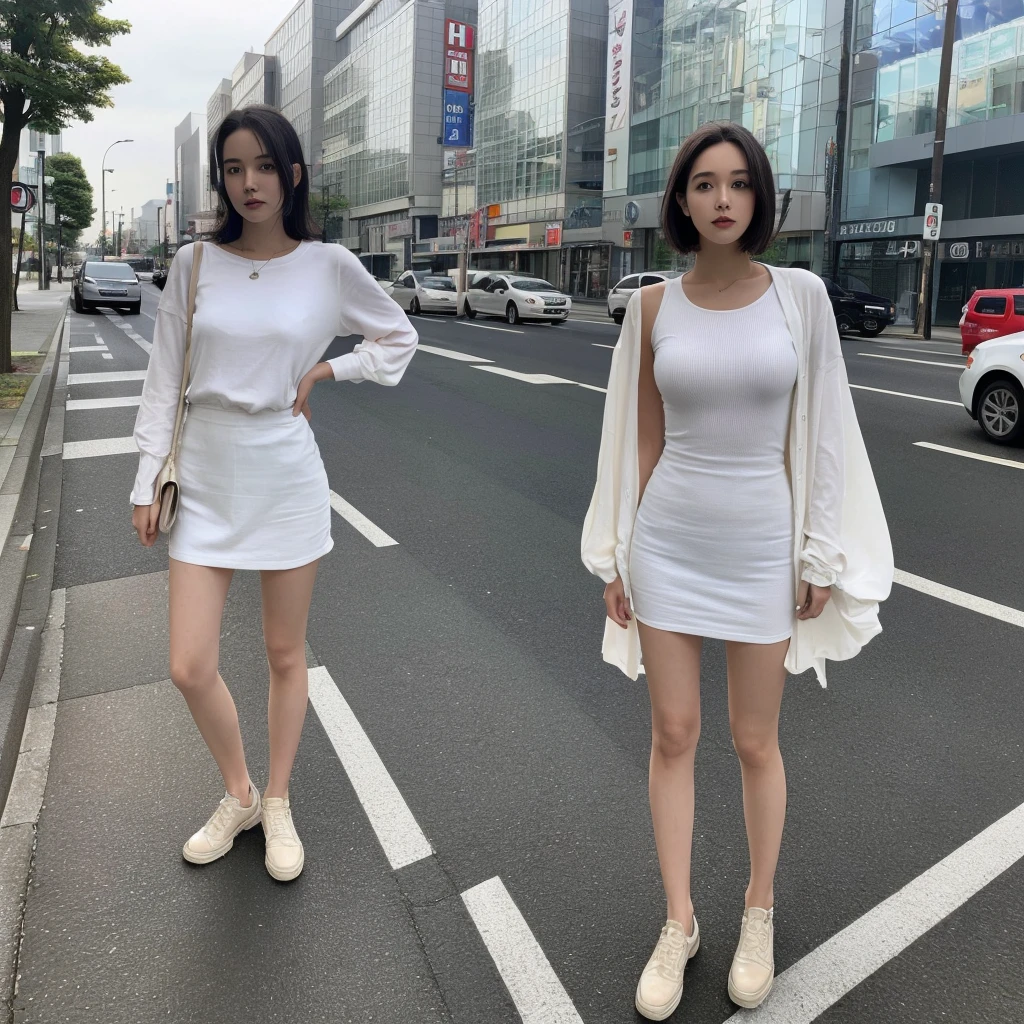 (((hd full body photo))),one standing ,Anne-Marie Alto looking at camera,25 years old, (((Anne-Marie Alto))), in the Tokyo city