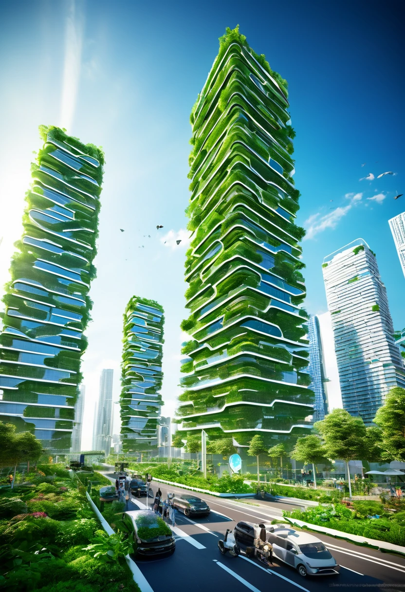 Lush green skyscrapers with vertical gardens
Glow-in-the-dark solar-powered roads
Smart air-purifying urban park with interactive installations
Automated urban farm with vertical hydroponics
Intelligent traffic network with autonomous electric vehicles
Sustainable futuristic cityscape with eco-friendly design
Harmonious blend of nature and technology, vibrant and innovative
Vibrant greens, clear blue skies, warm sunlight, and soft evening glow