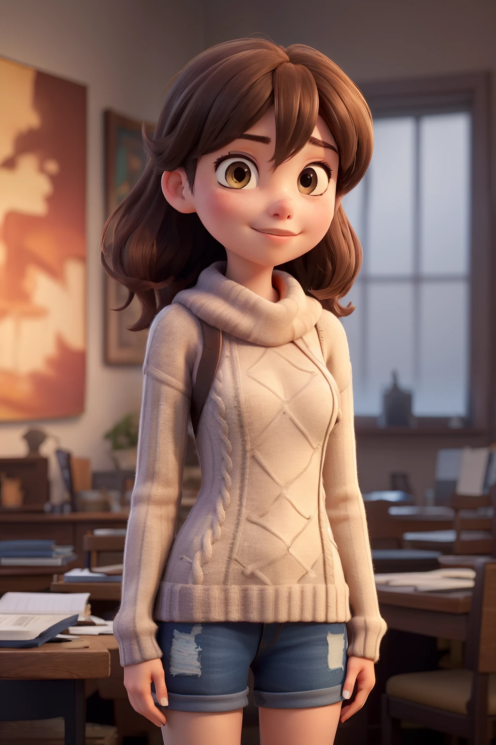 ((best qualityer)), ((work of art)), (detailded), 1 girl, shoulder to shoulder sweater,
