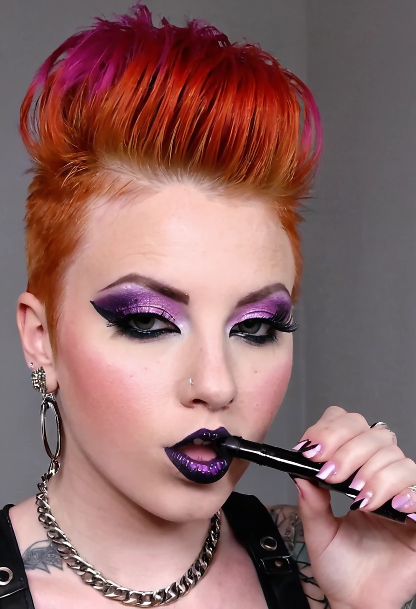 punk rock girl ginger black punk rock make up giving blowjob, sucking dick
