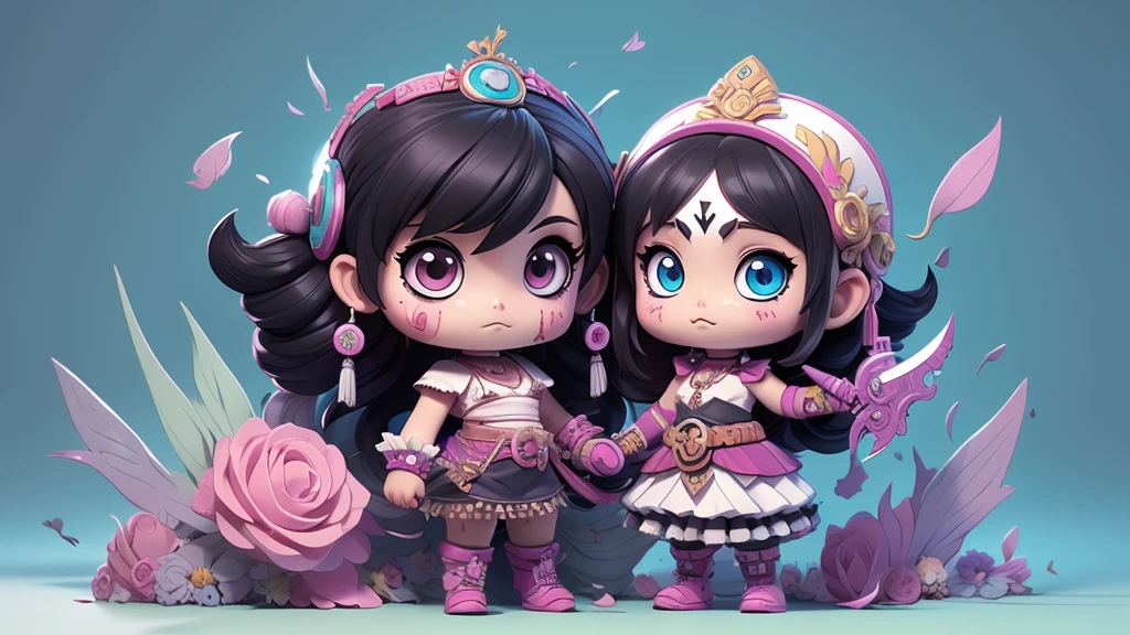 Black and white, zombie mayan warrior holding punk gothic weapons. black hair brunette, dream pastel anime. pastel kawaii tech colors, moecore. chibicore. Cute and soft shoujo anime style.