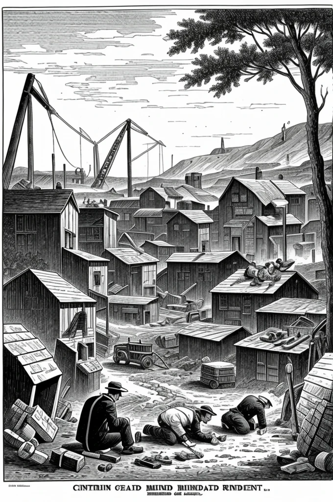 Cartoon of exhausted mining and restricted trade