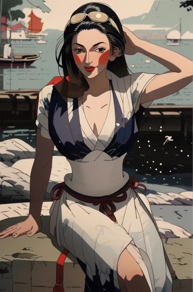 masterpiece, best quality, ukiyo-e:1.2, in utamaro style, a beautiful 20s russian model, ultra detailed face