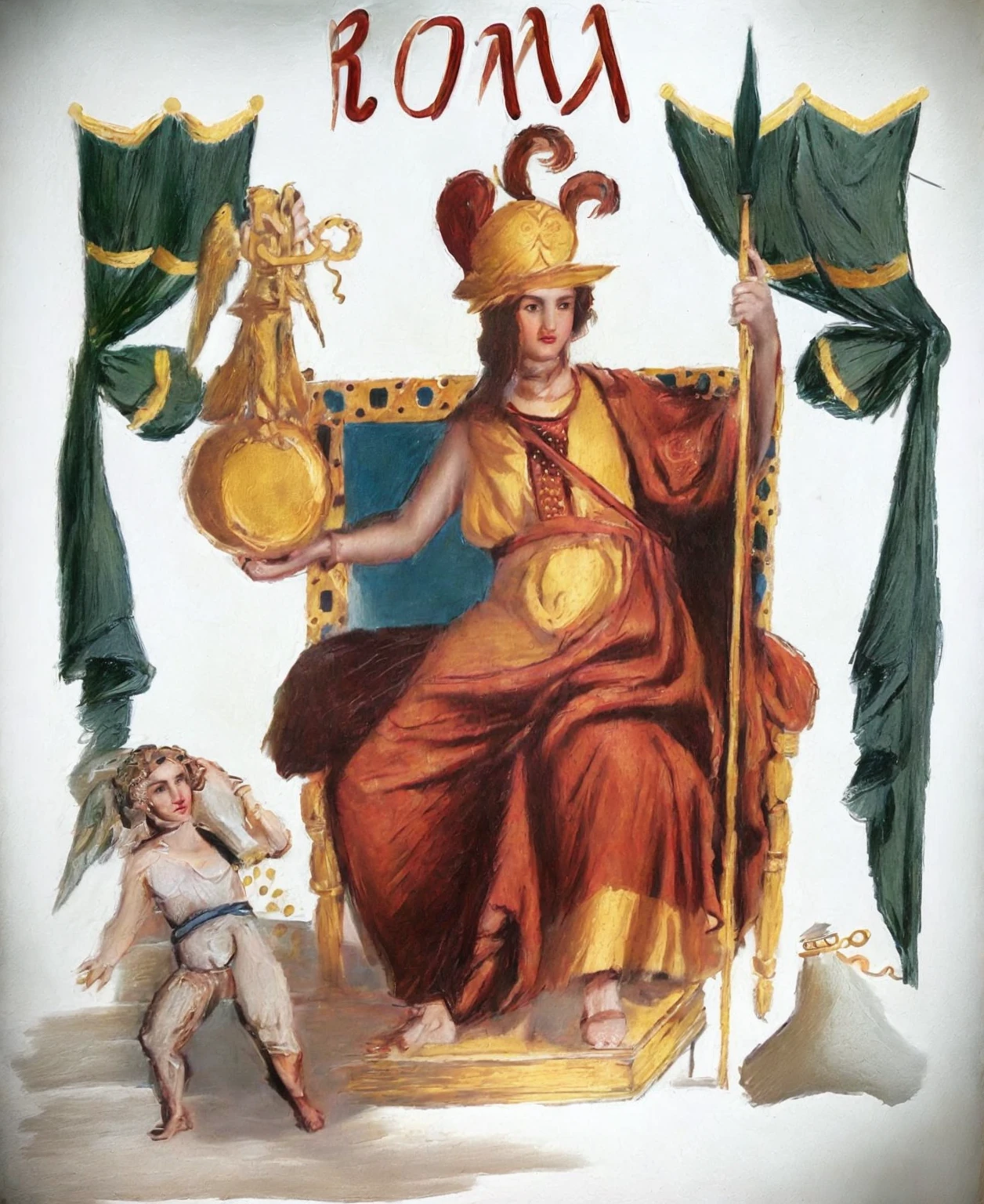 arafed drawing of a woman sitting on a throne with a dog, the greek goddess aphrotite, hermes trismegistus, the god athena, personification of greed, the god hermes, the justice tarot card, an alchemical art illustration, the god hephaestus, allegorical, hecate, the fool tarot illustration