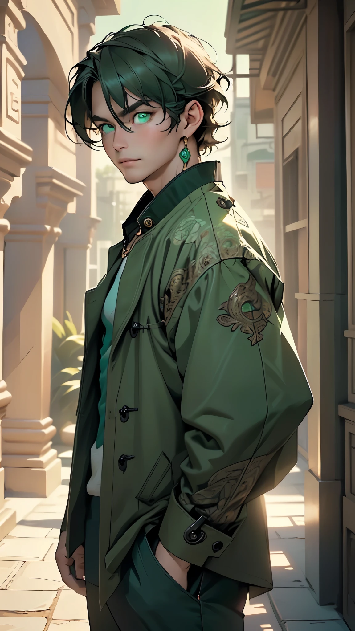 (asian male),(male:1.5), muscle, 1boy, big muscle, pectoral, muscular, Mature man,45 year old man,adult,1 man, old macho man,an extremely detailed face, (((green_eyes:1.3))),intricate eyes,beautiful detailed eyes,symmetrical eyes,short hair, green eyes, brown hair,perfect face, brown hair, nice hair style,(perfect hands, five fingers), ((detailed face)), (((Asian:1.5)))
smile,
(ultra-detailed:1.3), beautiful detailed glow, finely detailed, ultra-detailed,
arabian,elegant,
(open coat, asian fashion,asian coat, jeans,white shirt, masculine features, modern style,asian clothes),(((dark green coat, dark green coat outfit, wearing a dark green coat:1.3,asian dark green coat))),(asian jewelry,intricate necklace),((bulge in pants)),(((intricate outfit,intricate clothes,ornate outfit))),
(dynamic pose:1.0),embarrassed,(centered,scale to fit dimensions,Rule of thirds),
indoors,(huge columns of an Arab palace,arab palace,arab palace background),scenery,extremely scenery,arab style,
(Glossy winter ornaments),highres,sharp focus,(ultra detailed,extremely detailed),(photorealistic artwork:1.37),(extremely detailed CG unity 8k wallpaper),(((vibrant colors,vibrant theme))),(intricate),(masterpiece),(best quality),artistic photography,(photography taken by sldr),(intricate background),perfect rendered face,perfect face details,realistic face,photo realistic,((intricate detail)),(((realism))),