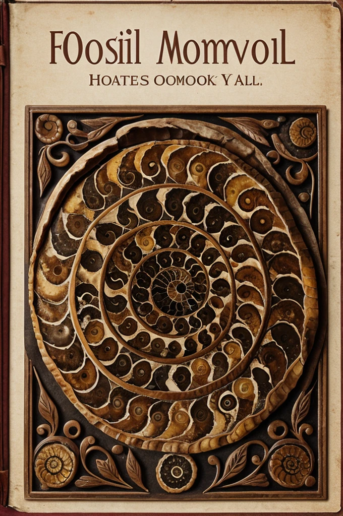 Fossil book cover with ammonite