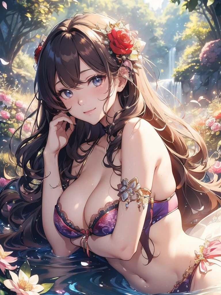 最high quality、1 beautiful woman,Like Fujiko Mine ((sleep on your back,))Swimwear、bikini、 Floating on the water and sleeping、View from the front、、Lying down on the water、Wet、Beautiful groin、In the water、Lying on its back on the water, looking at you、、detailed groin、、Blushing、、Ecstasy、Beautiful thighs、Filled with red roses、 E.G: Worst quality ,flower fractal fine art、Fill the screen with flowers、Bigger on the screen、Lie on your back and face this way、Beautiful Eyes、lie on flower,s Water, 、Fairy tale、Märchen Beautiful Eyes,High-definition depiction, Realistic, 8K, Unity, , light smile, Beautifully and vividly drawn, , Beautiful, beautiful, clear skin、sexly swim suit,比基尼、 ,sexly 、Ecstasy、 Raise your arms behind your head, Romanticism,mosquito。 The most beautiful form of chaos, Mr..々Farbe, Intertwined flowers, P article,Magical gentle light,smile,sexy,image quality、masterpiece、Beautiful Face、Super beautiful woman((Big breasted 22 year old office lady、Bust 120,Beautiful long ironed hair、Brown Hair、height: 165cm。、sexy、Esbian、high quality、美しい装飾のbikini、Visual Arts、最high quality、1 woman E.G: Worst quality ,Flower fractal art、、Beautiful radiance,High-definition depiction, Realistic, 8K, Unity, , light smile, Beautifully and vividly drawn, , Beautiful, beautiful, clear skin、sexly ((比基尼,))Countless rays of light pouring down, Swirling Light, , Raise one arm above your head, Intense light is emitted from the magic flower circle in front of the girl. Romanticism,: The most beautiful form of chaos, Mr..々Farbe, Intertwined flowers, Particle,magical gentle light,smile,sexly,image quality、masterpiece、Beautiful Face、Super beautiful woman((Big breasted ,Beautiful 、sexly、Esbian、、high quality、Visual art、Written boundary depth、、、universe、Happy smile、、、elegant、ticker beautiful decorative、、magic、、A kind smile、wonderful、Fluttering petals、、Cultivate fantasy、、Mystery light Lots of flowers、、art、art,mystery,Ultra-high resolution,atmosphere 最high quality、((sleep on your back))