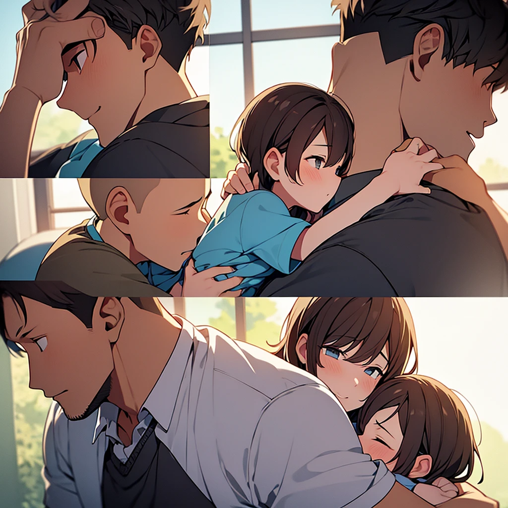 Create an image of a family, a father, a mother, and two sons having sex with each other