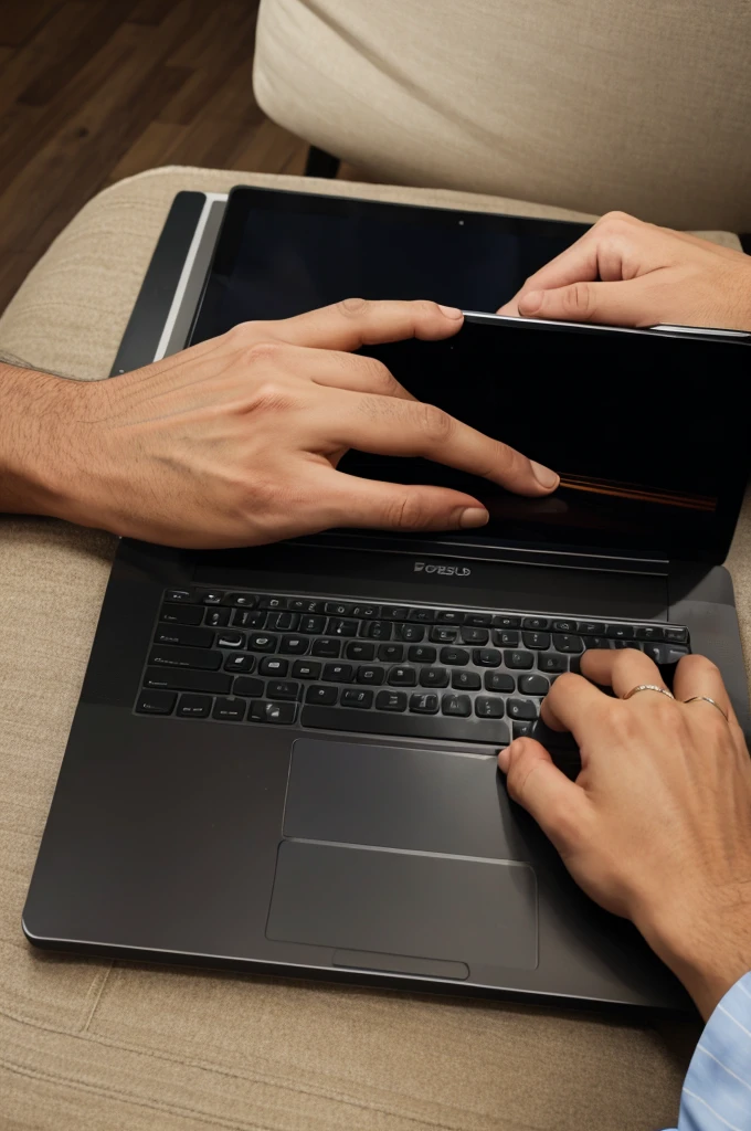 A men typing laptop pic 
