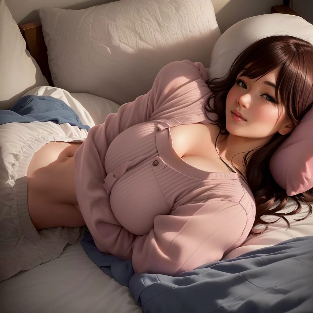 A woman is lying in bed with a pillow and a stuffed toy, profile image, 30-year-old woman, 30-year-old woman, Filmed in the early 2020s, Chubby, Photos taken in 2020, umamusume, 4 5 those, Nishimiya Shoko, tsutomo nihie, kiyoko suzuki