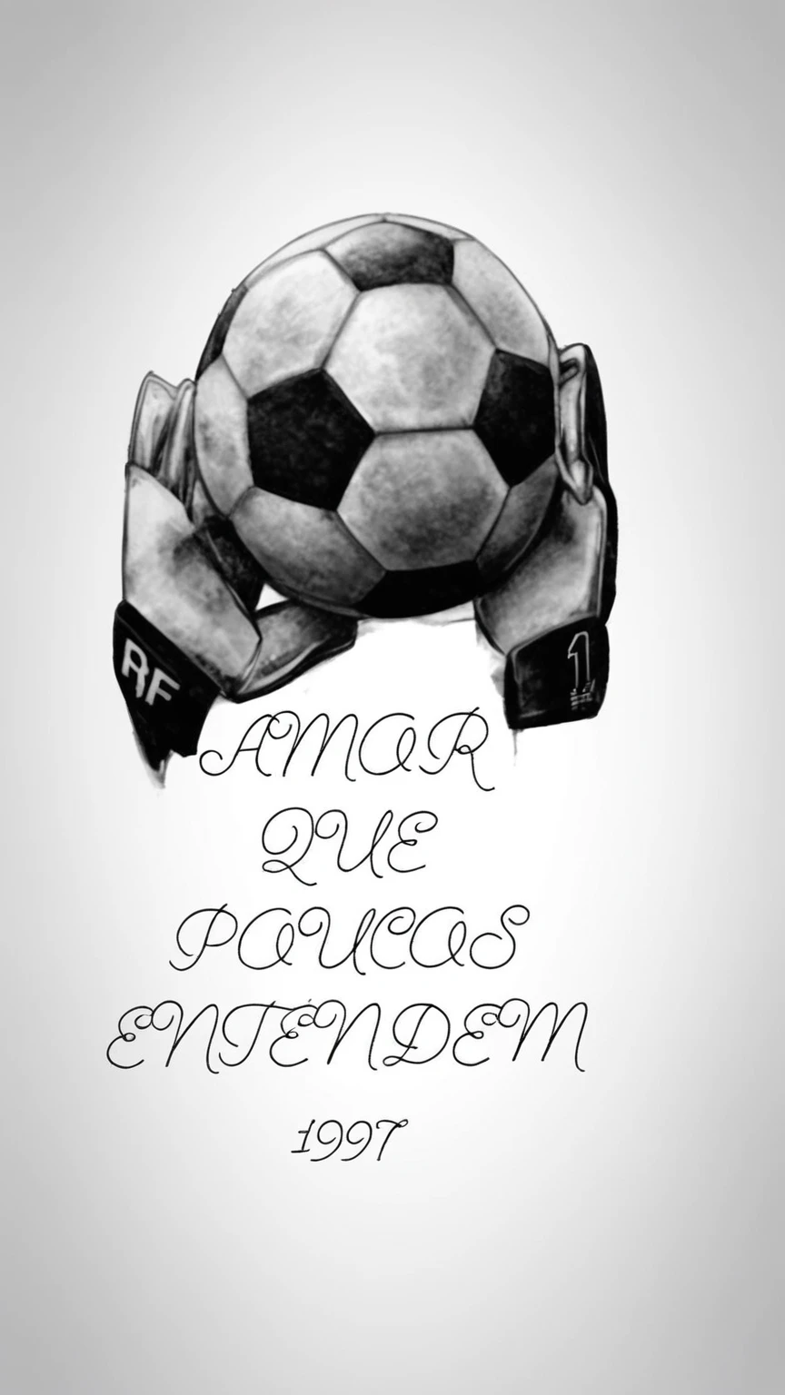 um drawning de uma bola de futebol com uma mão segurando-a, by Américo Makk, by Emerson Silva, by Antônio Parreiras, Andreia Rocha, drawning, by Cesar Andrade Faini, inspired by Antônio Parreiras, by Almada Negreiros, by Nuno Gonçalves