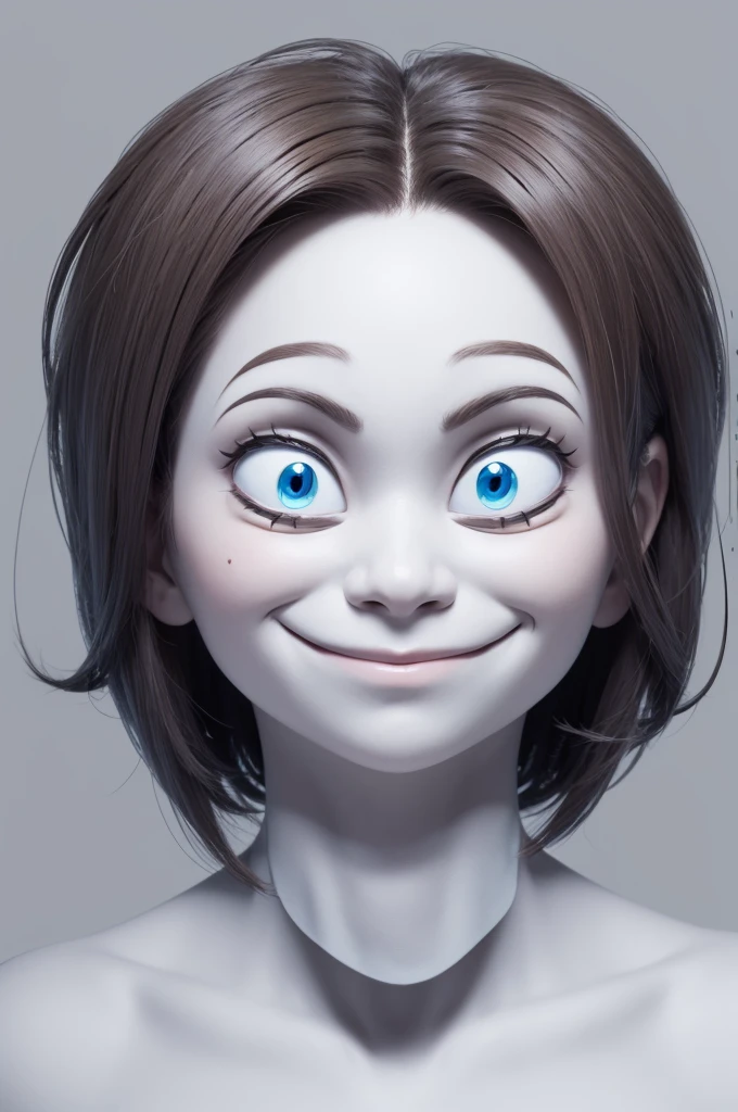 Create a cartoon-style character, being a brain with a happy facial expression. leave the background whiteect face