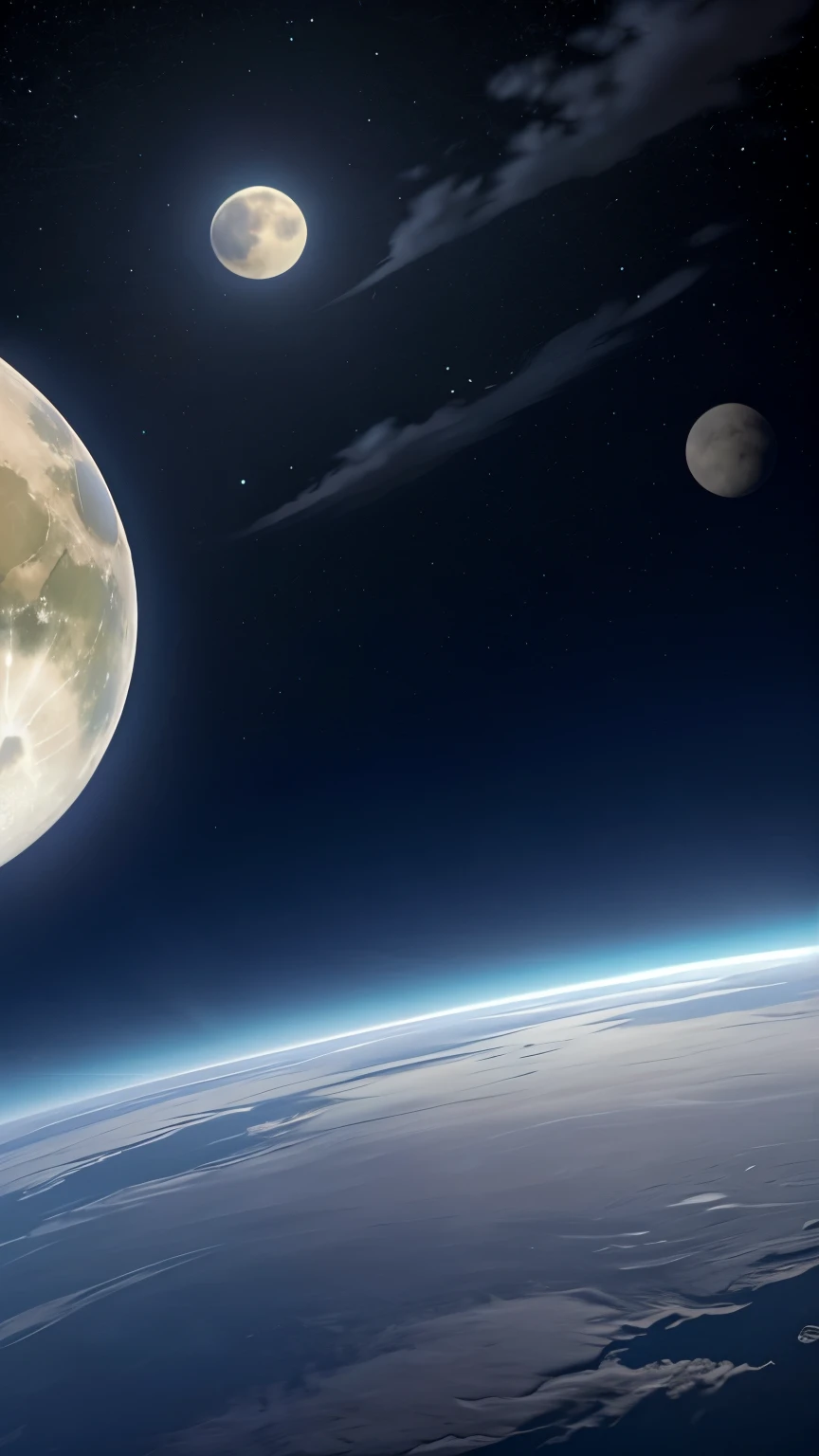 Image of a simulation of the future, with the Moon much further away than the Earth
