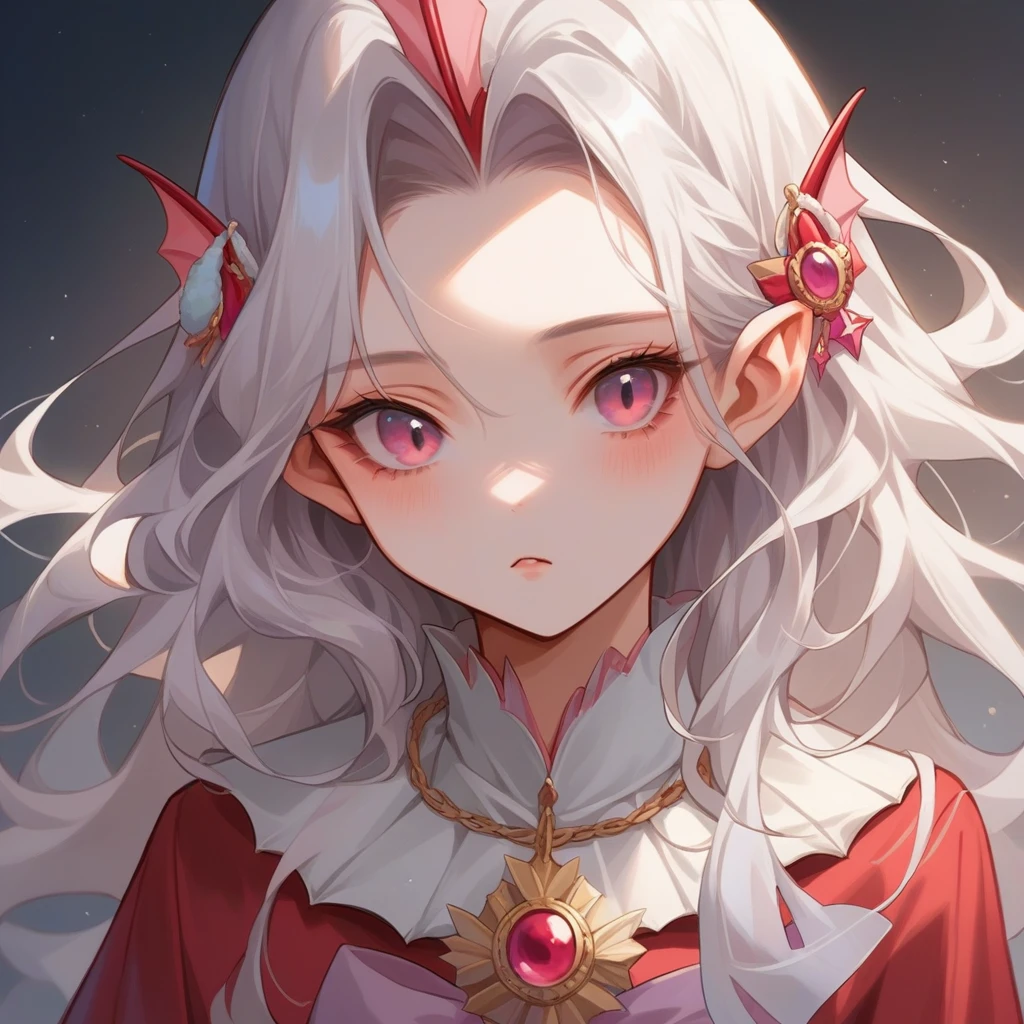 score_9, score_8_up, score_7_up, source_anime, Cute vaporeon girl with crimson eyes and long silver hair wearing vintage outfit