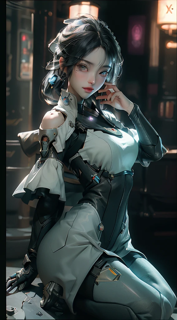((Best quality)), ((masterpiece)), (detailed:1.4), 3D, an image of a beautiful cyberpunk female,HDR (High Dynamic Range),Ray Tracing,NVIDIA RTX,Super-Resolution,Unreal 5,Subsurface scattering,PBR Texturing,Post-processing,Anisotropic Filtering,Depth-of-field,Maximum clarity and sharpness,Multi-layered textures,Albedo and Specular maps,Surface shading,Accurate simulation of light-material interaction,Perfect proportions,Octane Render,Two-tone lighting,Wide aperture,Low ISO,White balance,Rule of thirds,8K RAW,