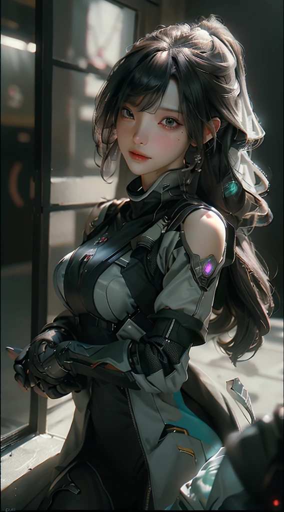 ((Best quality)), ((masterpiece)), (detailed:1.4), 3D, an image of a beautiful cyberpunk female,HDR (High Dynamic Range),Ray Tracing,NVIDIA RTX,Super-Resolution,Unreal 5,Subsurface scattering,PBR Texturing,Post-processing,Anisotropic Filtering,Depth-of-field,Maximum clarity and sharpness,Multi-layered textures,Albedo and Specular maps,Surface shading,Accurate simulation of light-material interaction,Perfect proportions,Octane Render,Two-tone lighting,Wide aperture,Low ISO,White balance,Rule of thirds,8K RAW,