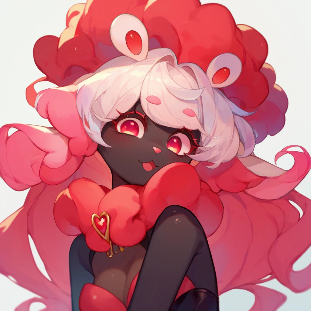 score_9, score_8_up, score_7_up, Cute  jackalope girl with ebony-black fur crimson eyes and long silver hair wearing vibrant outfit
