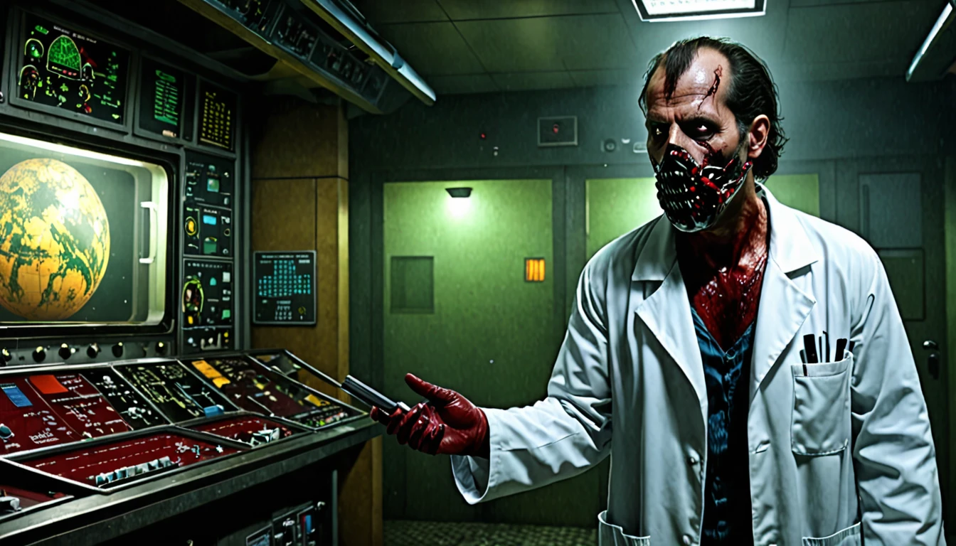 Detailed scientific scenario, num horror atmosphere, HD, ultrarealistic,