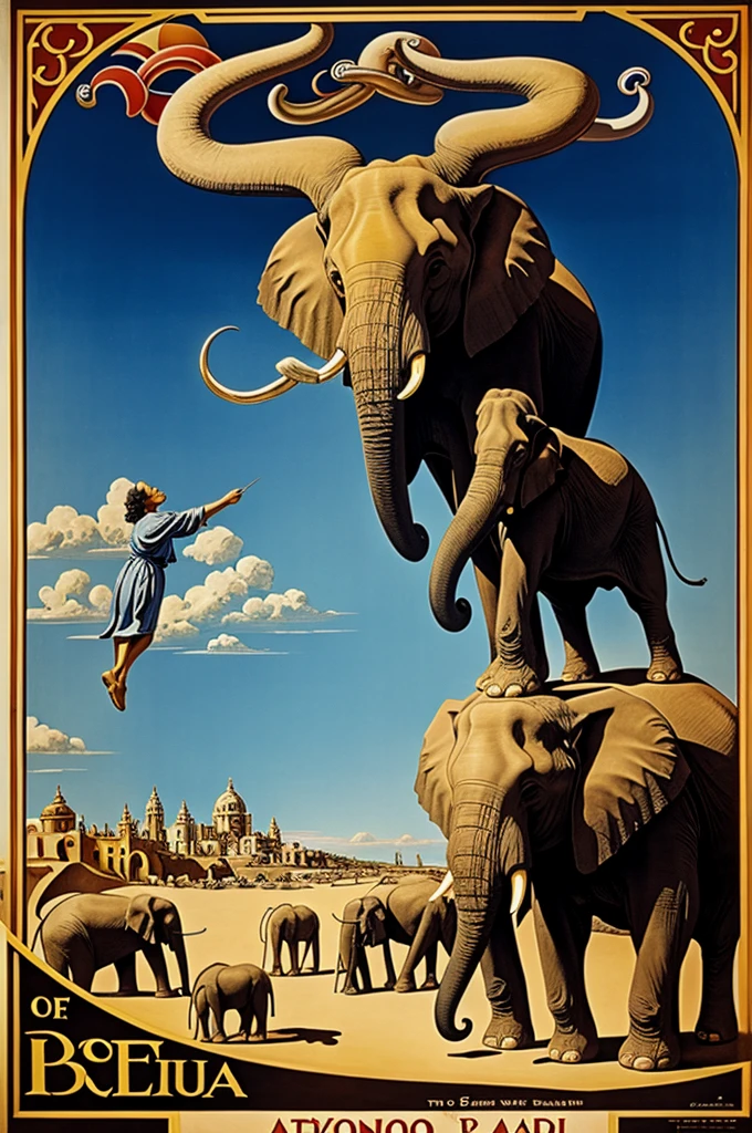 Salvador Dalí poster, that reflects the work of Saint Anthony and a little the long legs of the elephants