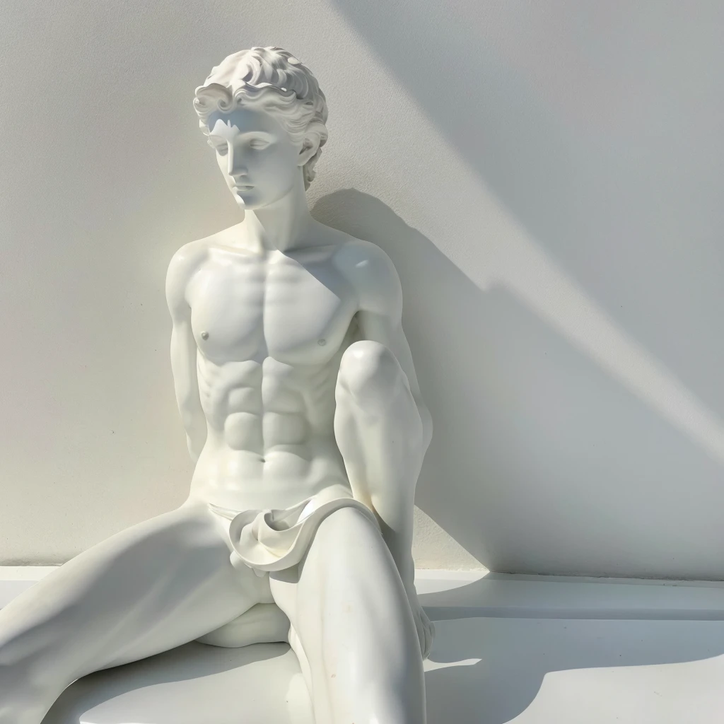 white Greek statue sitting with well-defined body