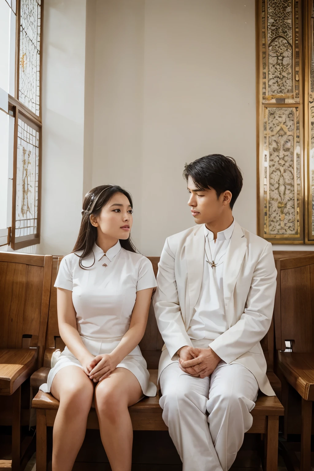 Draw a picture of religion, You are sitting next to each other. That includes Buddhism, Catholicism, Islam, perfect harmony, Cao Dai