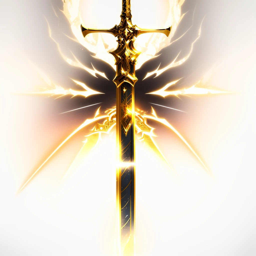 a close up of a sword with a gold and black design, scepter, metallic scepter, gold sword, draconic staff, fantasy weapon, shinning sword, intricate fantasy spear, medievil spear, warcraft blizzard weapon art, polearm, golden sword, fantasy sword, huge sword, league of legends inventory item, bone scepter, large sword, wand