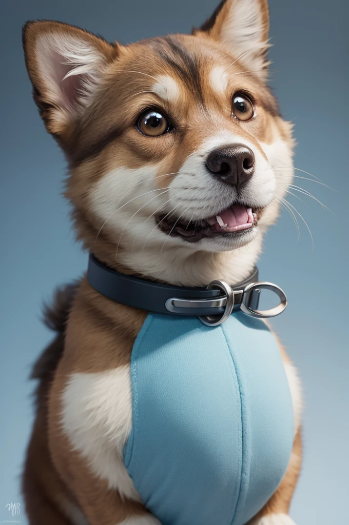 You work at PIXAR and here you will help me create pet characters for the film "Inside Out 2".
The character must be:
- yorkshire curl
- light brown and silver fur
- Accessories: golden collar
- Emotion: happy
- Background color: light blue
Make the character as similar to the film animation style as possible. It must not be a 2D drawing and the background must be neutral, highlighting the main color, and presenting only the main character, alone.