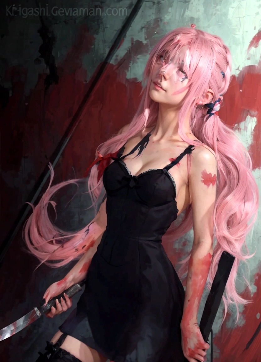 anime girl with pink hair holding a knife and a bloody knife, yandere, gapmoe yandere grimdark, gapmoe yandere, yandere intricate, yandere. tall, painted in anime painter studio, portrait gapmoe yandere grimdark, artwork in the style of guweiz, human anime girl, made with anime painter studio, by Shitao