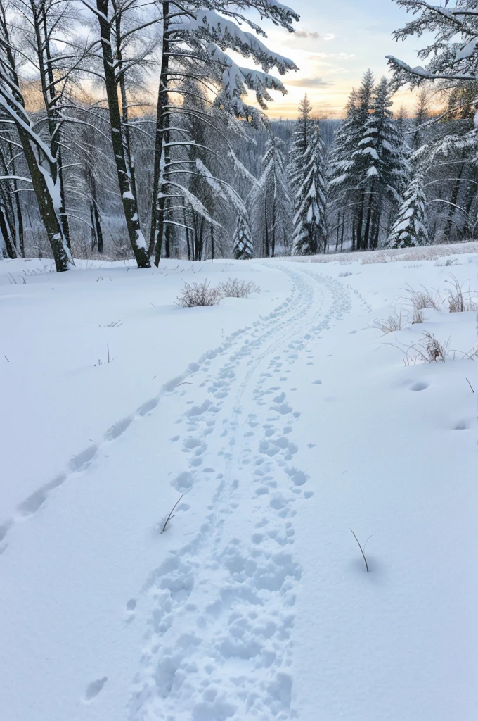 A snow fall in the grass