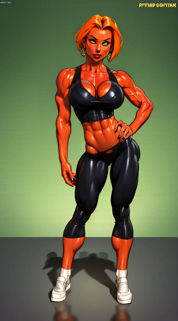 tmasterpiece,Burly woman,Exaggerated large muscles,latex suit,Pointed-toe heels, largeeyes,ssmile,Full body like, Single female,Thin waist,Very broad shoulders, Strong and powerful arms,Strong and powerful leg muscles,thick calf,long leges
