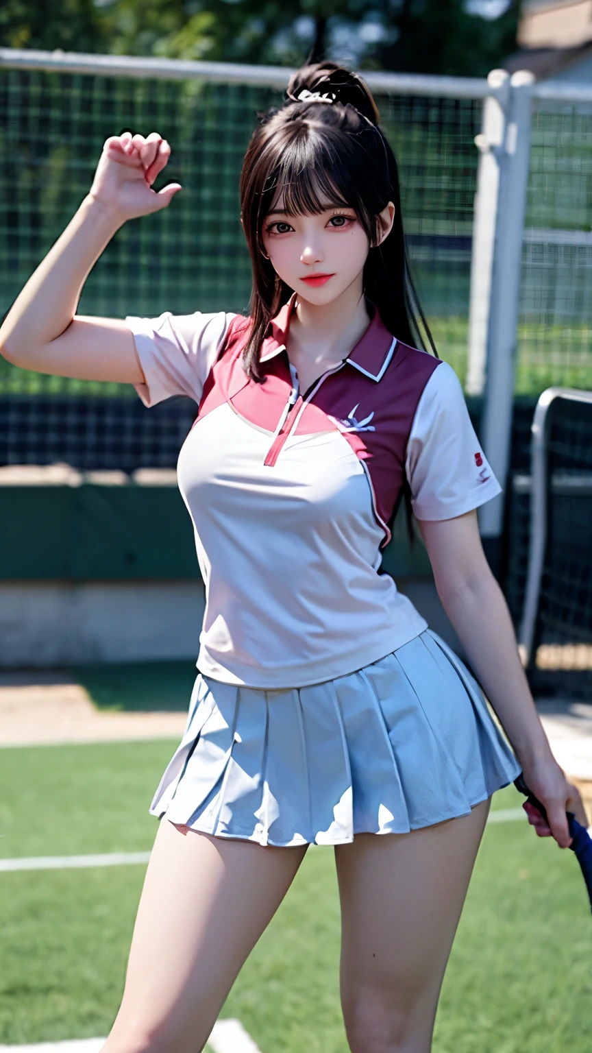 (Very delicate and beautiful:1.2)super model,,Big Breasts,Beautiful breasts,voluptuous,【bike shorts】,,【3girls】,,Highest quality, High resolution, 8K,Kick in a hurry,Tennis Wear.mini skirt
