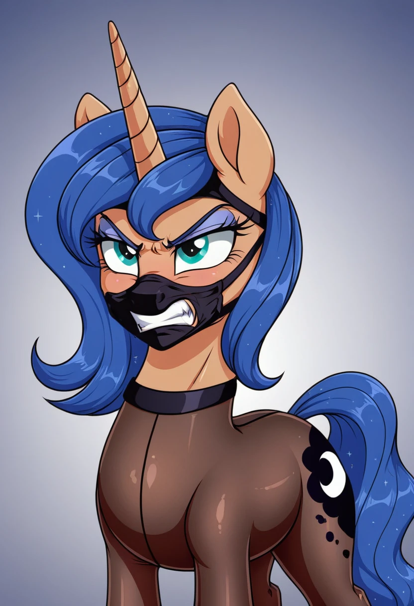 Pony Prince Luna .black head mask  angry in the  bodystocking
